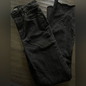 PAIGE Black High‑Rise Raw‑Hem Straight‑Leg Jeans – Women’s Size 24 Premium Denim